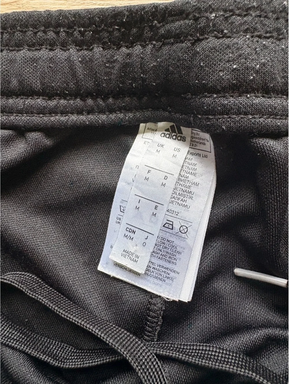 Adidas Men's Black Track Pants with White Stripes Size Medium